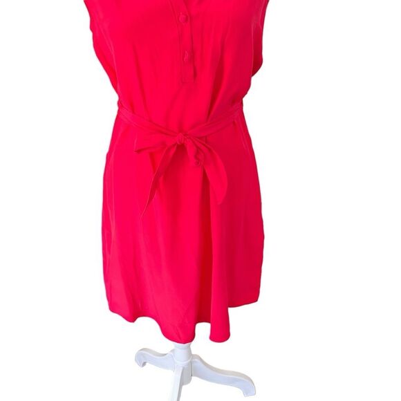 Amanda Uprichard 100% Silk Red Waist Tie Shirt Mini Dress Size Small - Picture 4 of 10